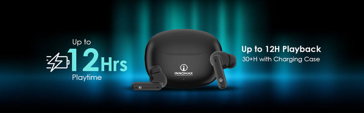 Innomax Earbuds – 12H Non-Stop Playtime, 30+H with Charging Case: Power Meets Performance