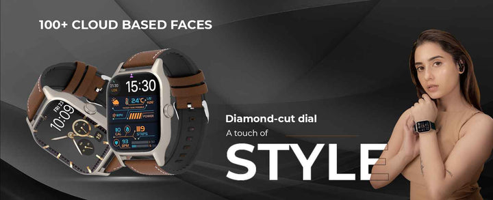 Best Leather Strap Smartwatch with 100+ Cloud Faces & Diamond-Cut Dial