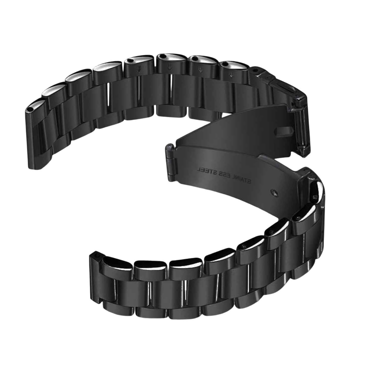 Innomax Premium Stainless Steel Strap 22mm – Black Metal Link Bracelet Compatible with Innomax Horizon / Carbonn Smartwatches / Universal 22mm Watches